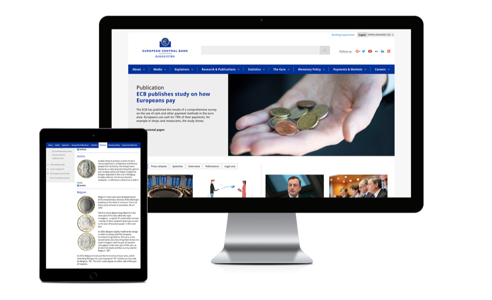 European Central Bank web design work